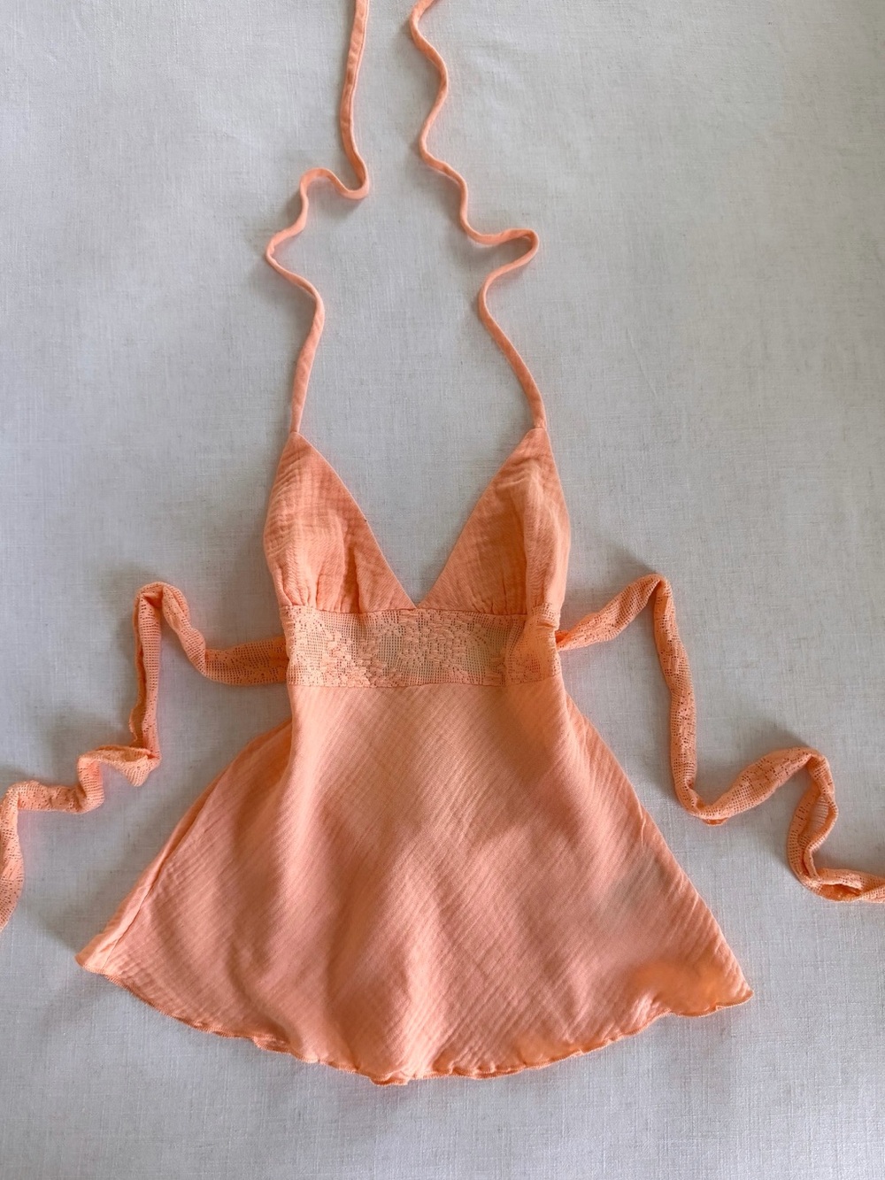 Peach halter lace top